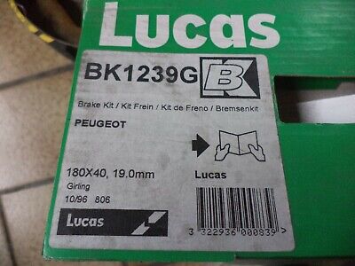 n°gd566 kit frein peugeot 205 bk1239g lucas neuf DPA86