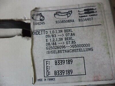 n°gd532 kit frein opel kadett D E 391189b bendix neuf DPA86