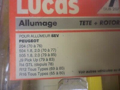 n°gd263 tete delco peugeot 204 504 505 r12 r16 r18 dub207 lucas neuve DPA86