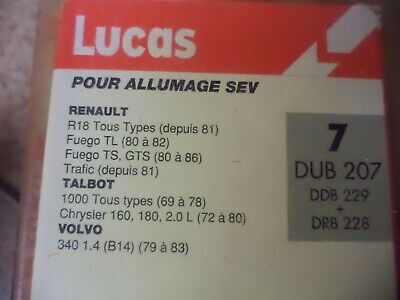 n°gd263 tete delco peugeot 204 504 505 r12 r16 r18 dub207 lucas neuve DPA86