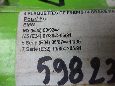 n°gd362 jeu plaquette av bmw M e36 e28 e34 e32 540404 598231 neuf DPA86