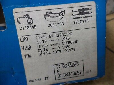 n°gd366 kit frein ar citroen lna visa peugeot 104 391065b bendix neuf DPA86