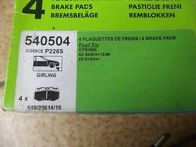 n°gd547 jeu plaquette citroen ax zx 540504 valeo neuf DPA86