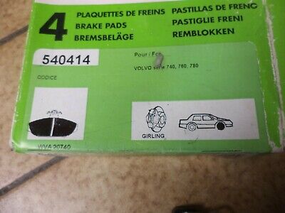 n°gd549 jeu plaquette av volvo 740 760 780 940 960 540414 valeo neuf DPA86