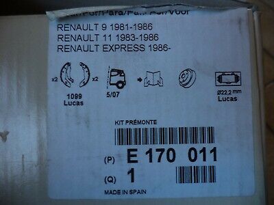 n°cl13  kit frein ar renault r11 r5 super 5 309 e170011 neuf DPA86