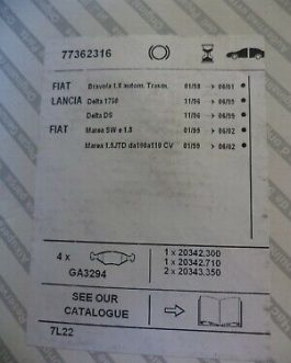 n°vt172 jeu plaquette av lancia delta dedra alfa 145 146 77362316 neuf DPA86