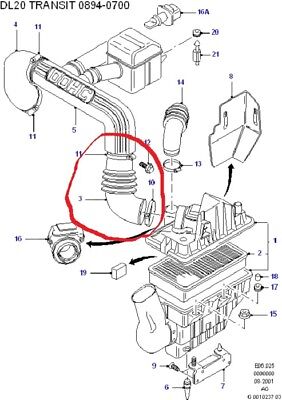n°ma449 conduit air ford transit granada essence 6992935 neuf DPA86