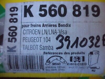 n°gd596 kit frein citroen ln lna visa samba 104 k560819 mga neuf DPA86