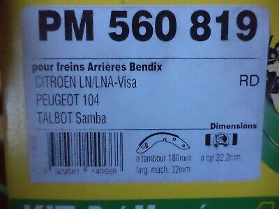n°gd599 kit frein citroen ln lna visa samba 104 pm560819 mga neuf DPA86