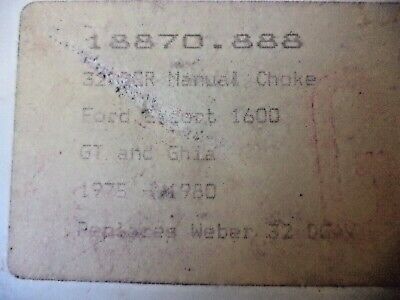 carburateur weber 32 DGR 21 ford escort 1.6 2.0 18870888 neuf n°11ce124 DPA86