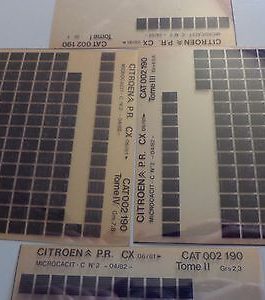 n°h344 lot 4 microfiche citroen cx 002190 04/82 DPA86