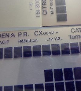 n°h351 lot 4 microfiche citroen cx 002191 12/82 DPA86