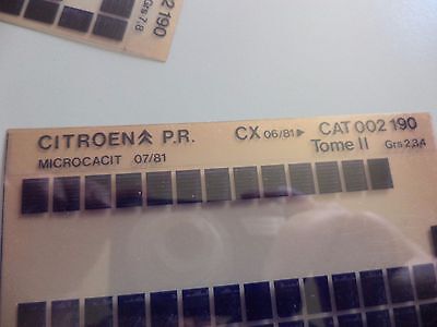 n°h342 lot 4 microfiche citroen cx 002190 07/81 DPA86