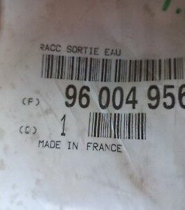 n°v420 raccord sortie eau citroen bx 96004956 neuf DPA86