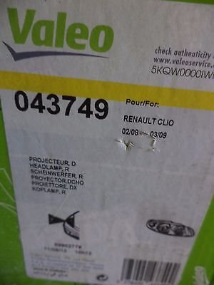 n°ma255 phare avant droit renault clio 043749 neuf DPA86