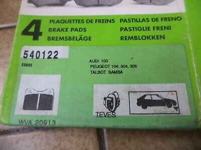n°gd678 jeu plaquette av peugeot 104 304 305 samba 540122 valeo neuf DPA86