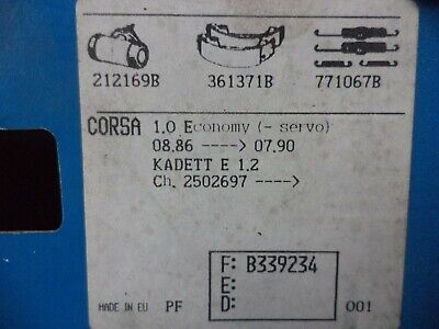 n°gd515 kit frein opel corsa A kadett E 391234b bendix neuf DPA86
