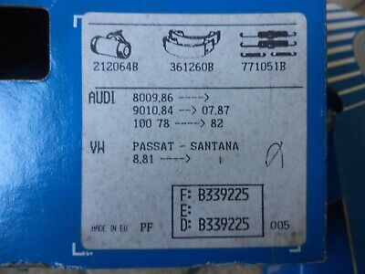 n°gd522 kit frein audi 100 80 passat 391225b bendix neuf DPA86
