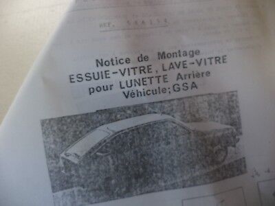 n°eu69 kit essuie glace arriere citroen GSA 586154 neuf d&rsquo;epoque DPA86