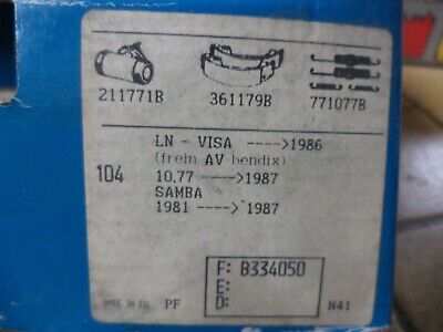 n°gd353 kit frein ar citroen ln visa 104 samba 391050b bendix neuf DPA86