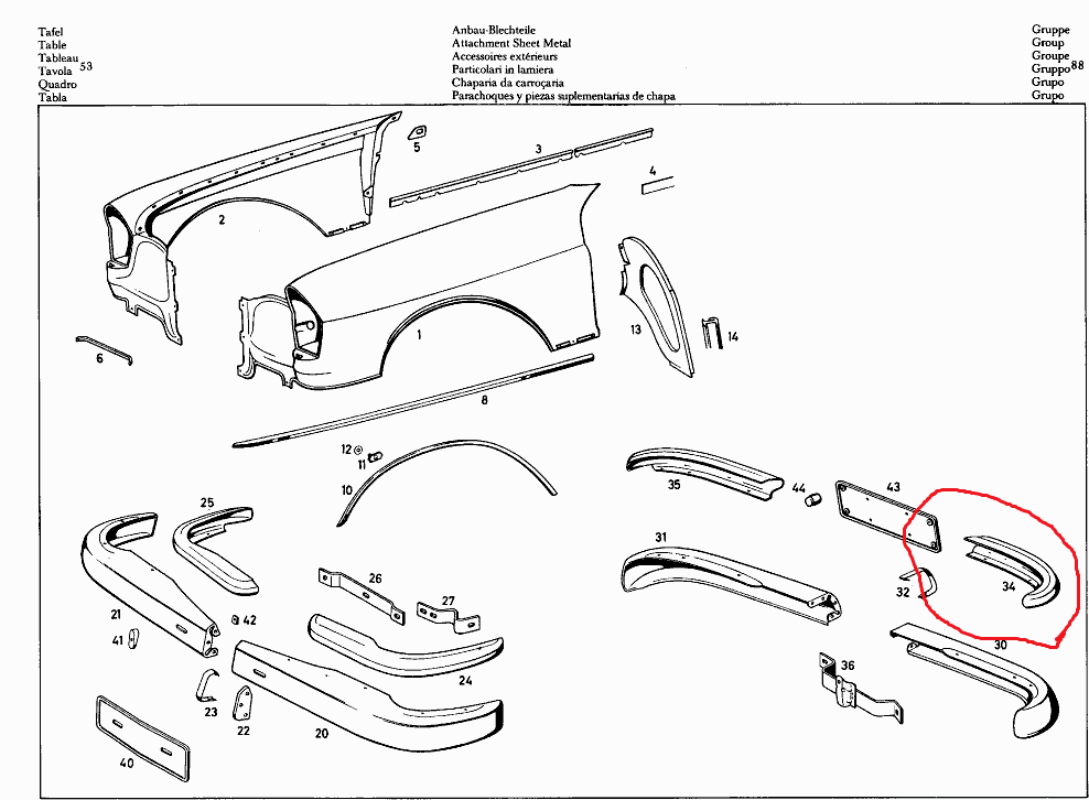 n°e637 crosse embout pare choc arg mercedes w111 w112 1128850505 neuf DPA86