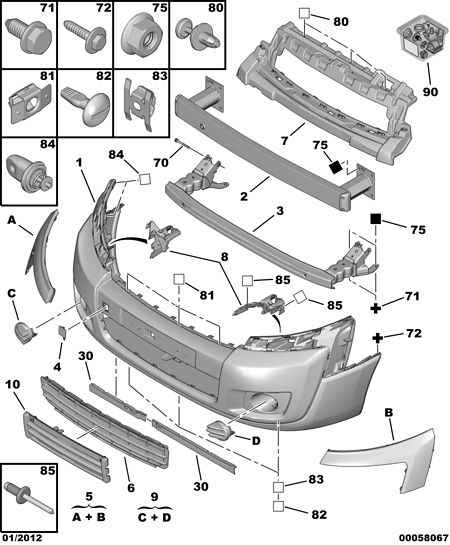 n°ca99 support pare choc av citroen jumpy 3 7416e9 neuf DPA86