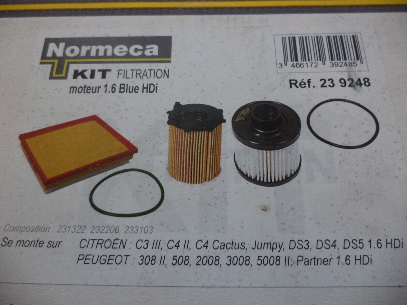 n°pb119 kit filtration 1.6 blue hdi c3 c4 ds3 ds4 ds5 239248 DPA86