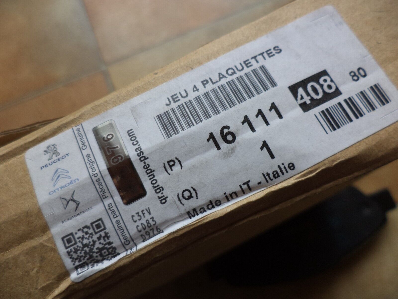 n°pb122 jeu plaquette ar peugeot boxer jumper 1611140880 neuf DPA86