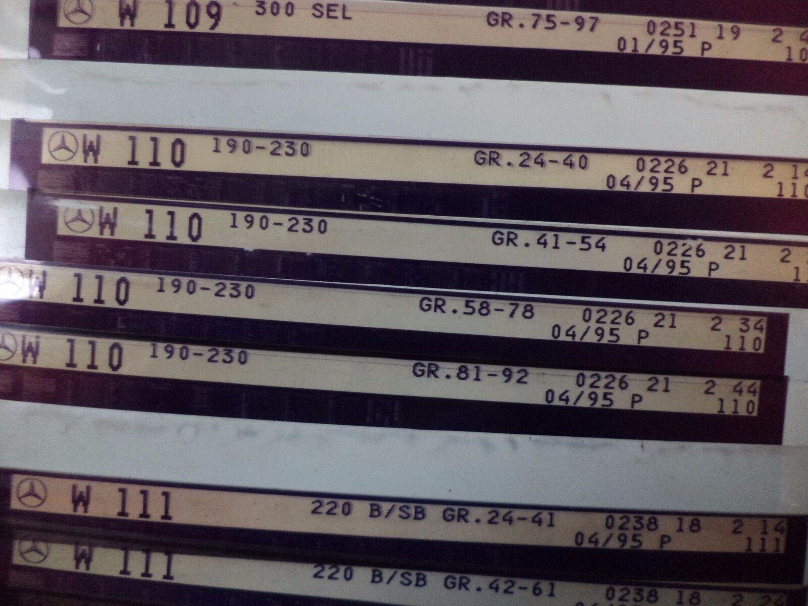n°e583 lot 4 microfiche mercedes w110 DPA86