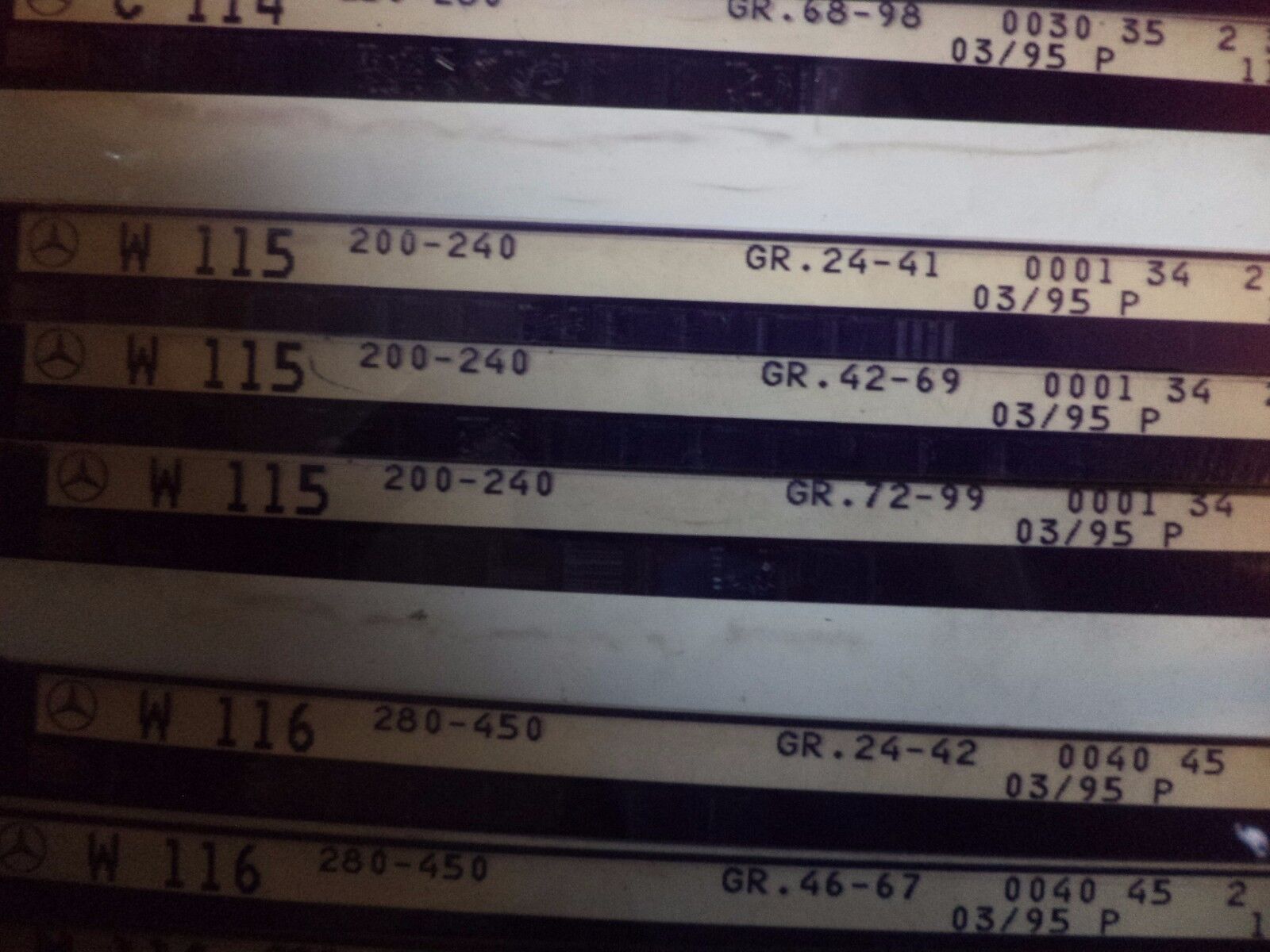 n°e590 lot 3 microfiche mercedes c114 coupe 250 280 DPA86
