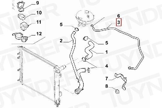 n°ac6 durite refroidissement fiat 500 51818248 neuve DPA86
