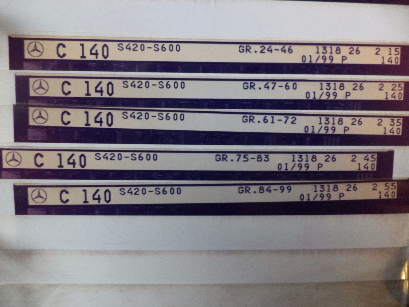 n°e600 lot 4 microfiche mercedes c124 jusqu&rsquo;a 1989 DPA86