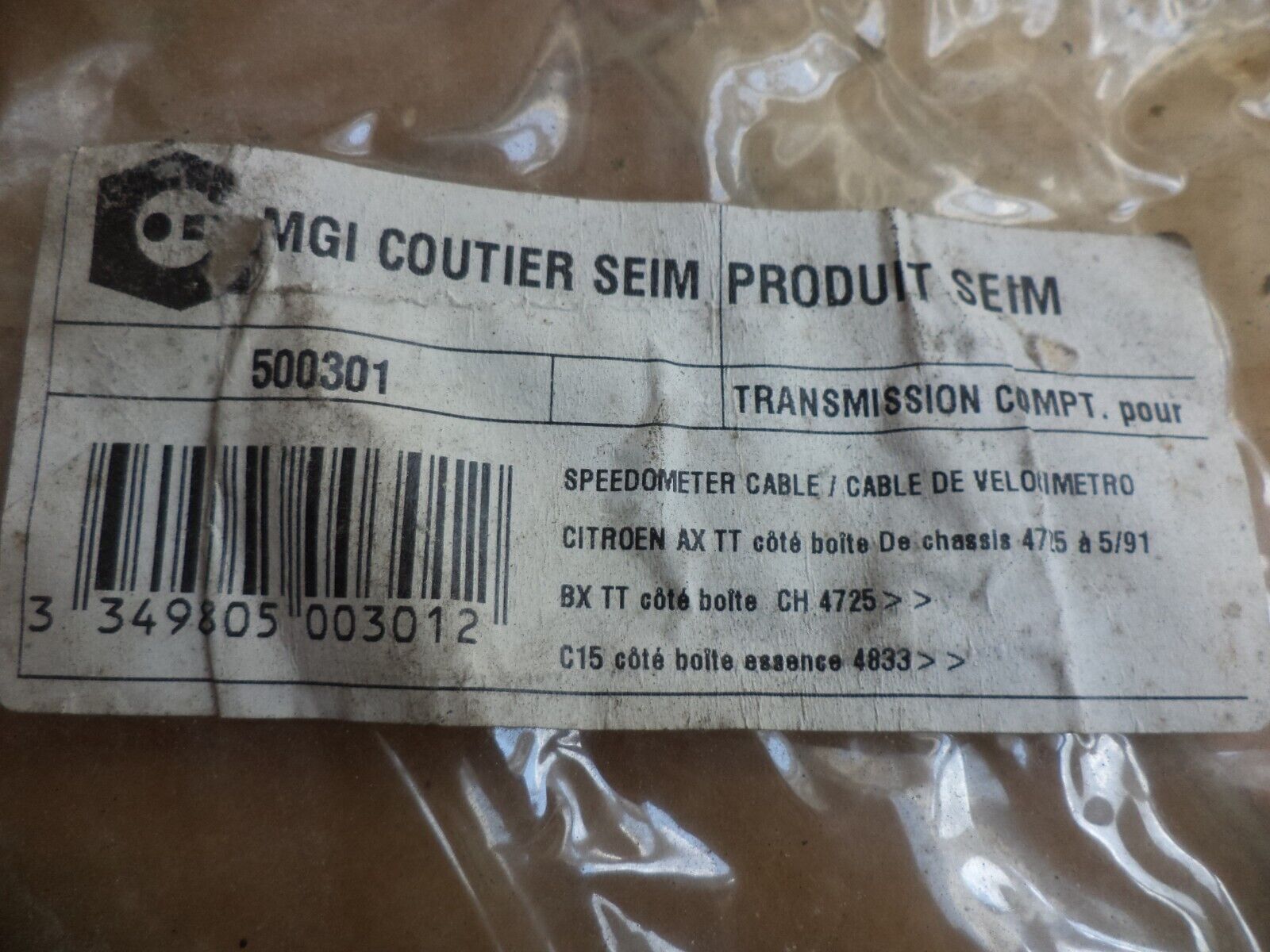 n°pb190 cable compteur citroen ax bx c15 500301 seim neuf DPA86