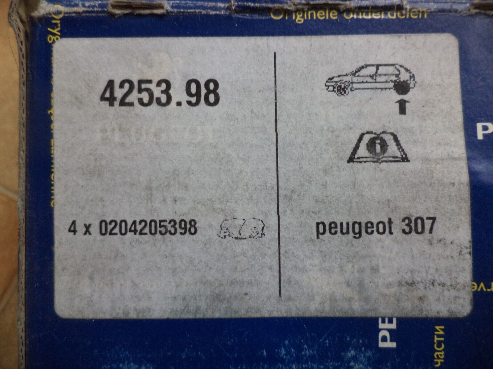 n°pb136 jeu plaquette ar peugeot 307 425398 neuf DPA86