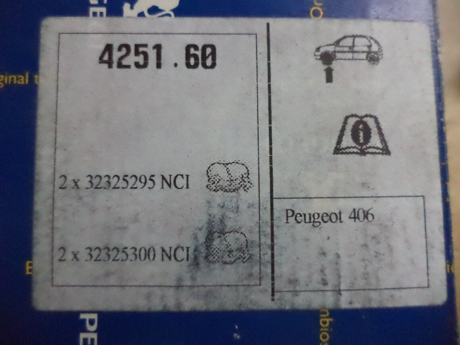 n°pb142 jeu plaquette av peugeot 806 306 406 607 425160 neuf DPA86