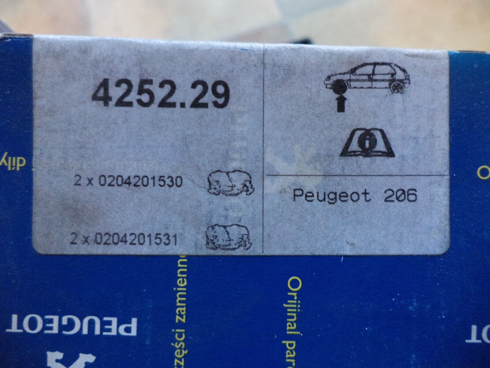 n°pb50 jeu plaquette av peugeot 206cc 306 425229 neuf DPA86