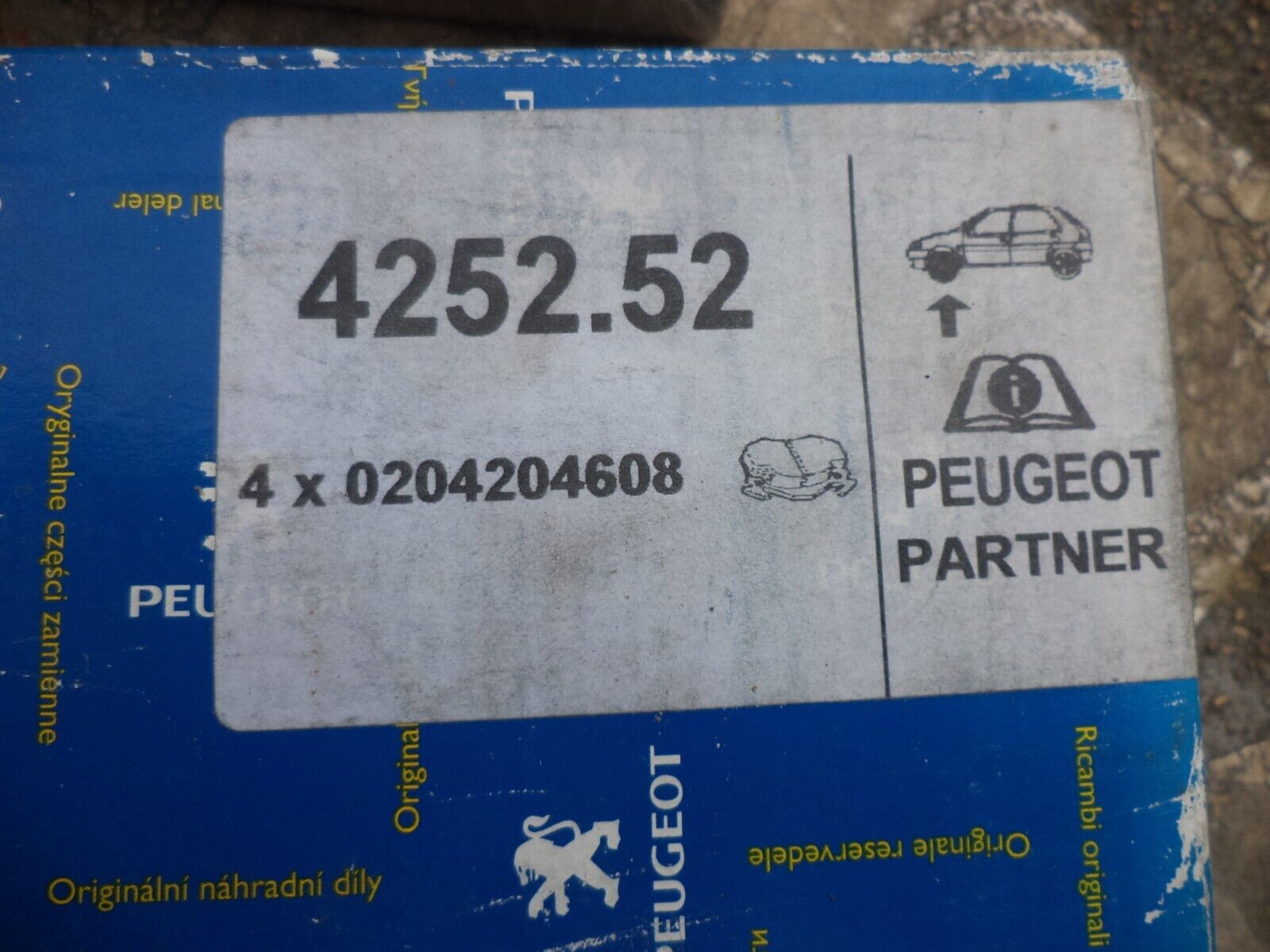 n°pb214 jeu plaquette av peugeot partner 425252 neuf DPA86
