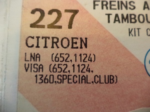 n°eu20 kit frein ar citroen lna visa 104 95618241 DPA86