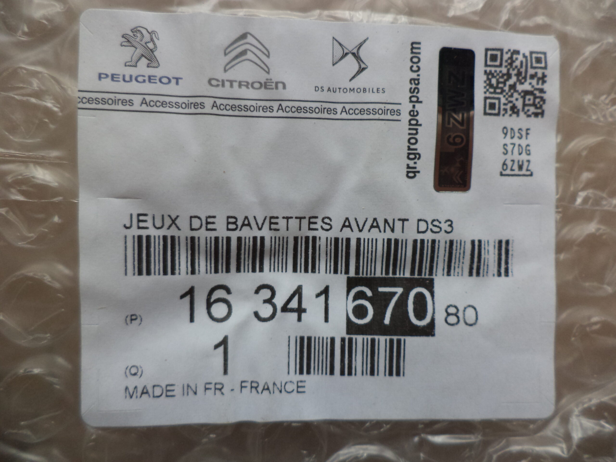 n°j4 bavette avant citroen DS3 crossback 1634167080 neuve DPA86