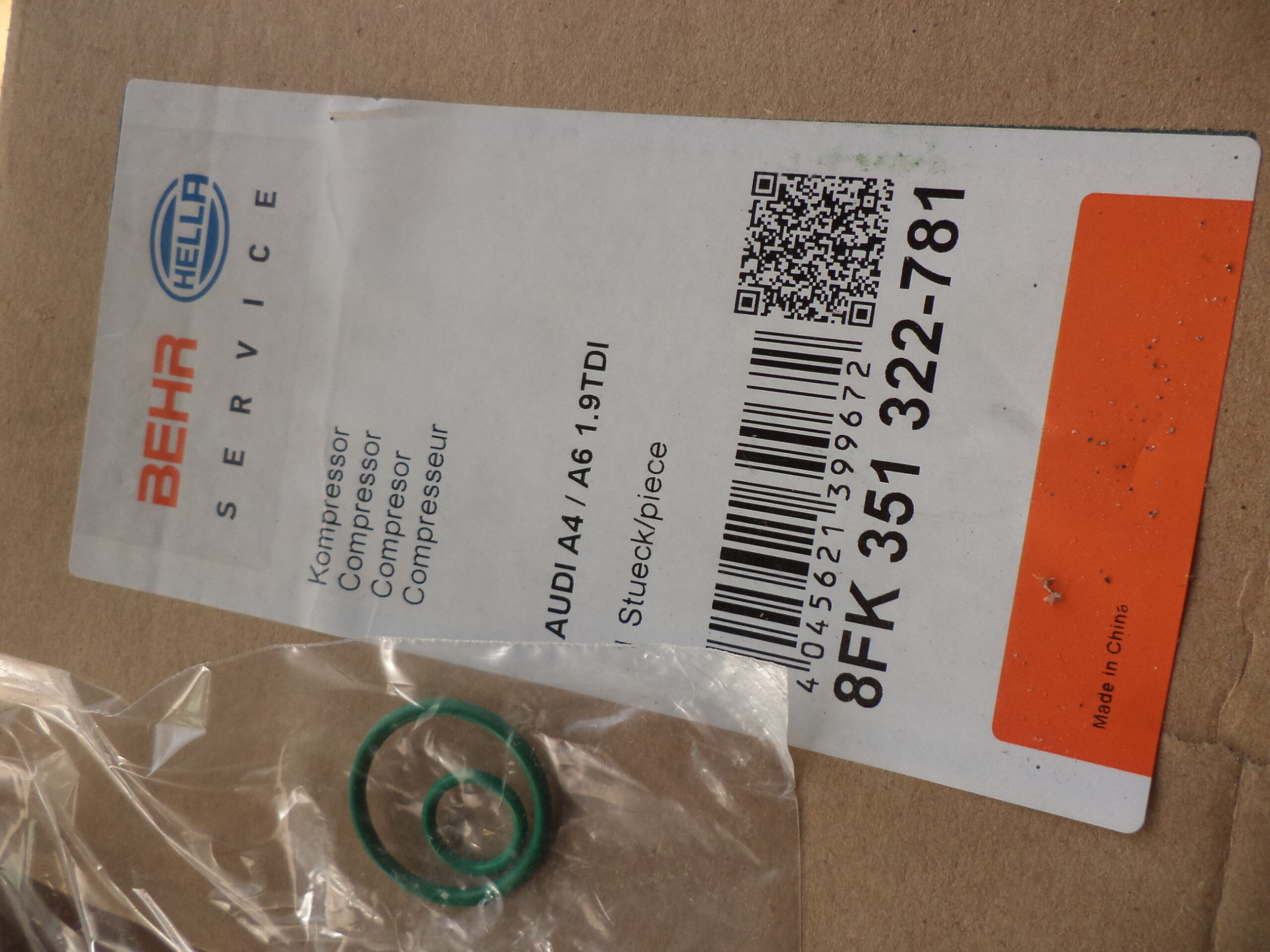 n°he11 compresseur climatisation audi A4 B6 hella 8fk351322781 neuf DPA86