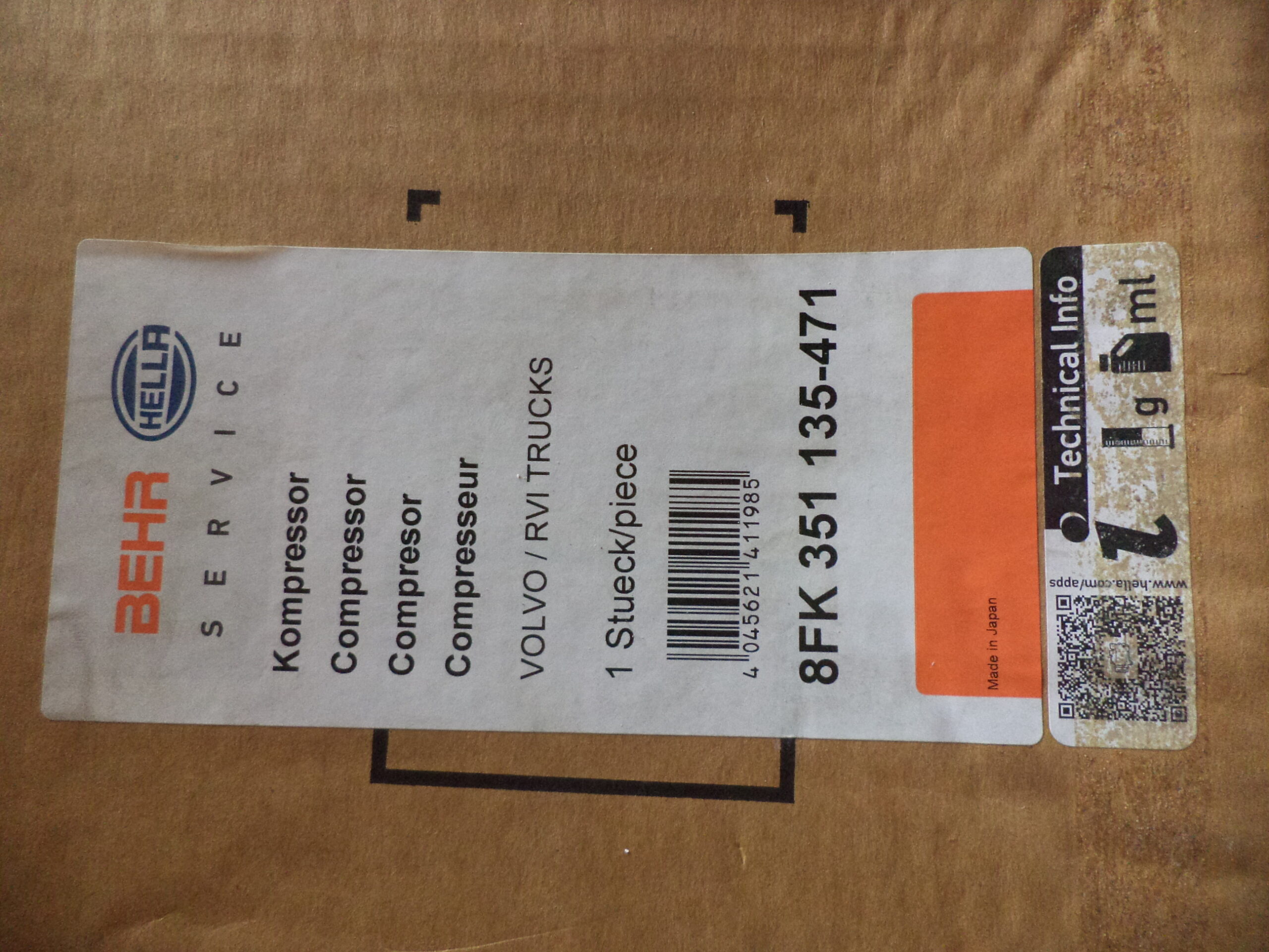 n°he5 compresseur climatisation renault midlum premium volvo FL 8fk351135471 DPA86