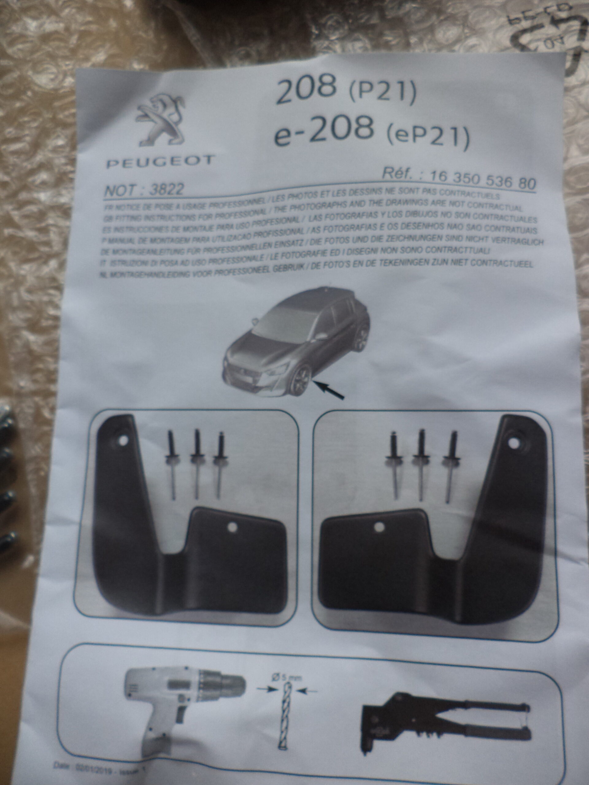 n°j12 jeu bavette avant peugeot 208 E208 1635053680 neuf DPA86