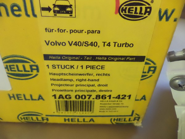 n°he119 phare volvo S40 V40 droit hella 1ag007861421 neuf DPA86