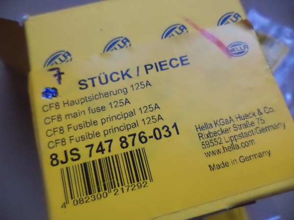 n°he178 lot fusibles CF8 125 A hella 8js747876031 neuf DPA86