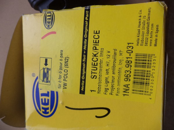 n°he34 antibrouillard VW polo 3 avant gauche 1na963981031 neuf DPA86