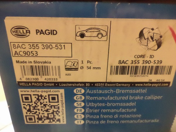 n°he39 etrier frein audi 80 B4 avant gauche 8ac355390531 E.S DPA86