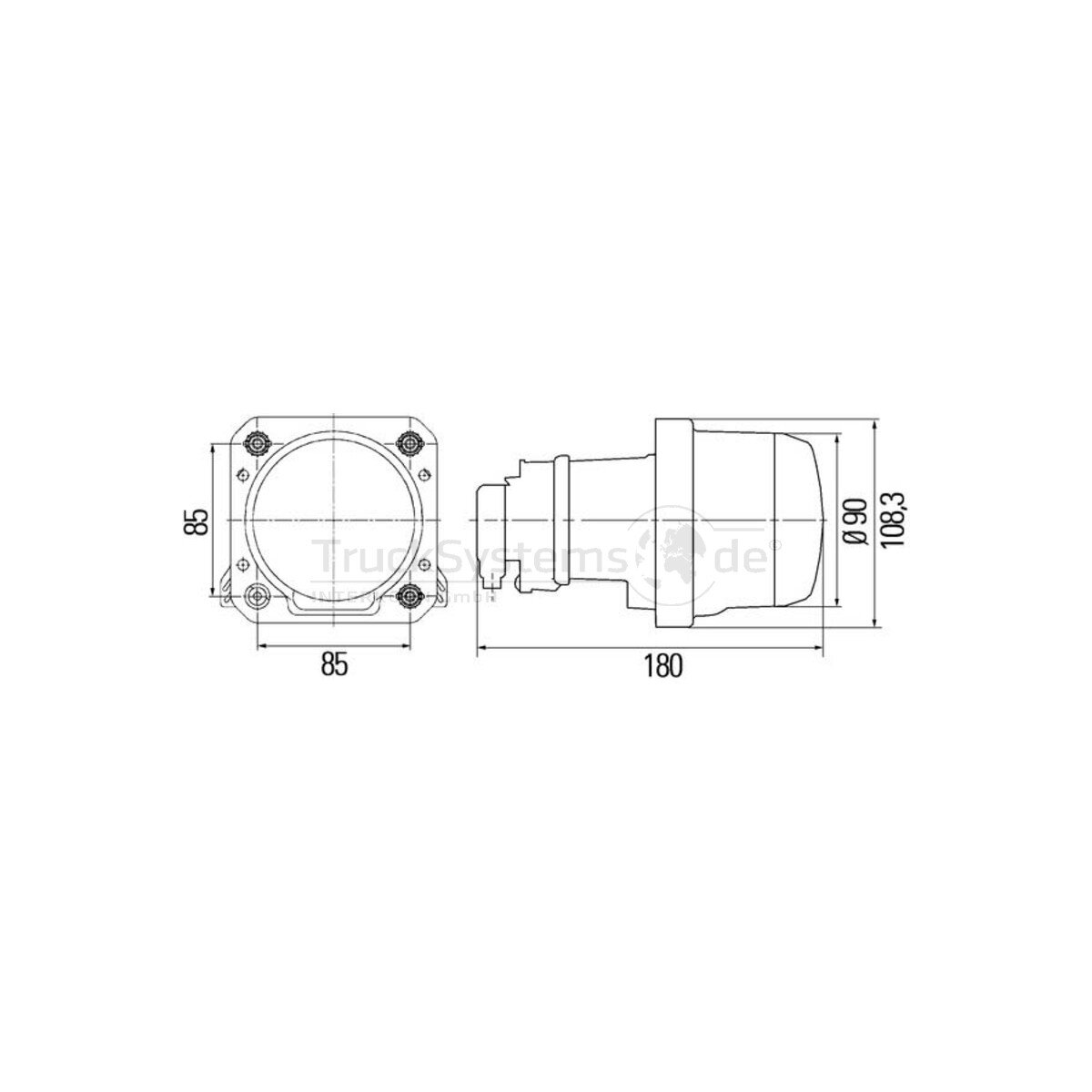 n°he186 phare 90 mm mercedes unimog 1al009998041 hella neuf DPA86