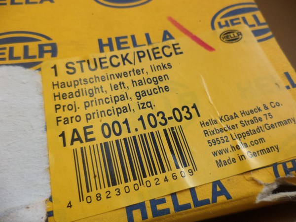 n°he163 phare mercedes w601 T1 T2 gauche hella 1a6001103031 neuf DPA86