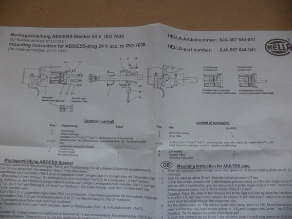 n°he197 Prise remorque 7 poles 24v femelle 8ja007644041 hella neuf he543 DPA86