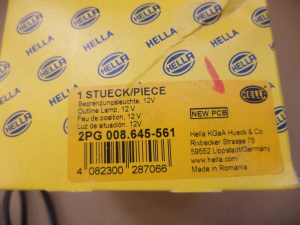 n°he219 feu gabarit blanc LED 12V hella 2pg008645561 DPA86